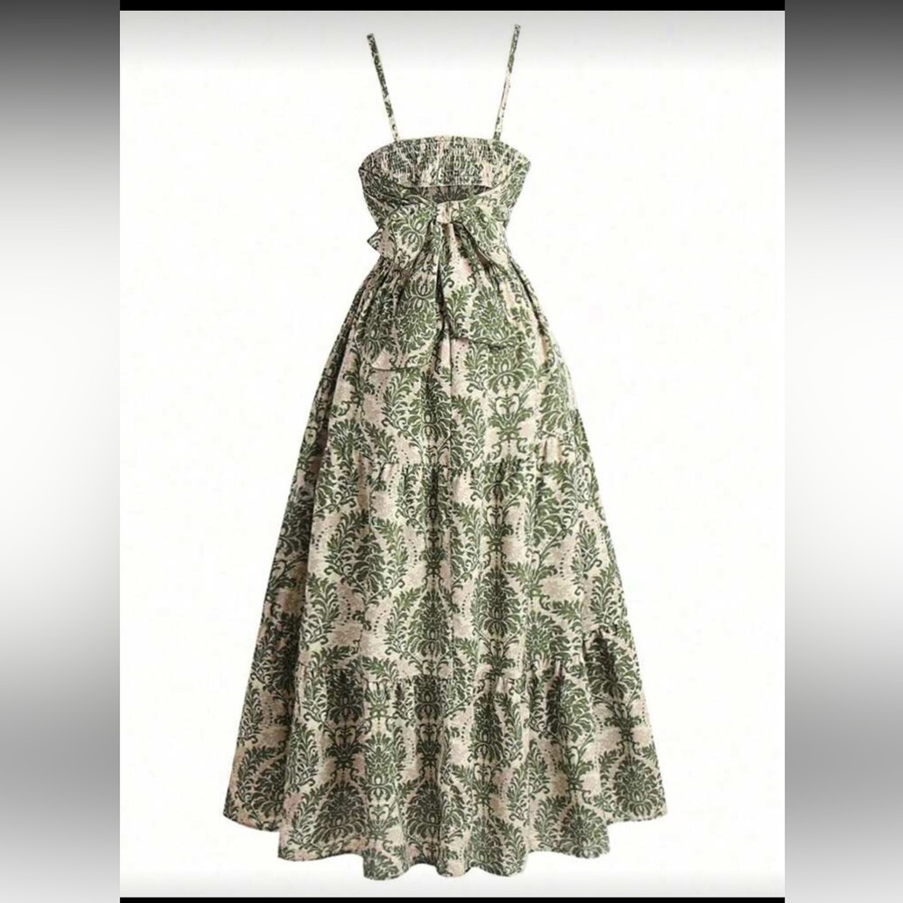 Floral Green and Cream Maxi Dress - Picture 5 of 7
